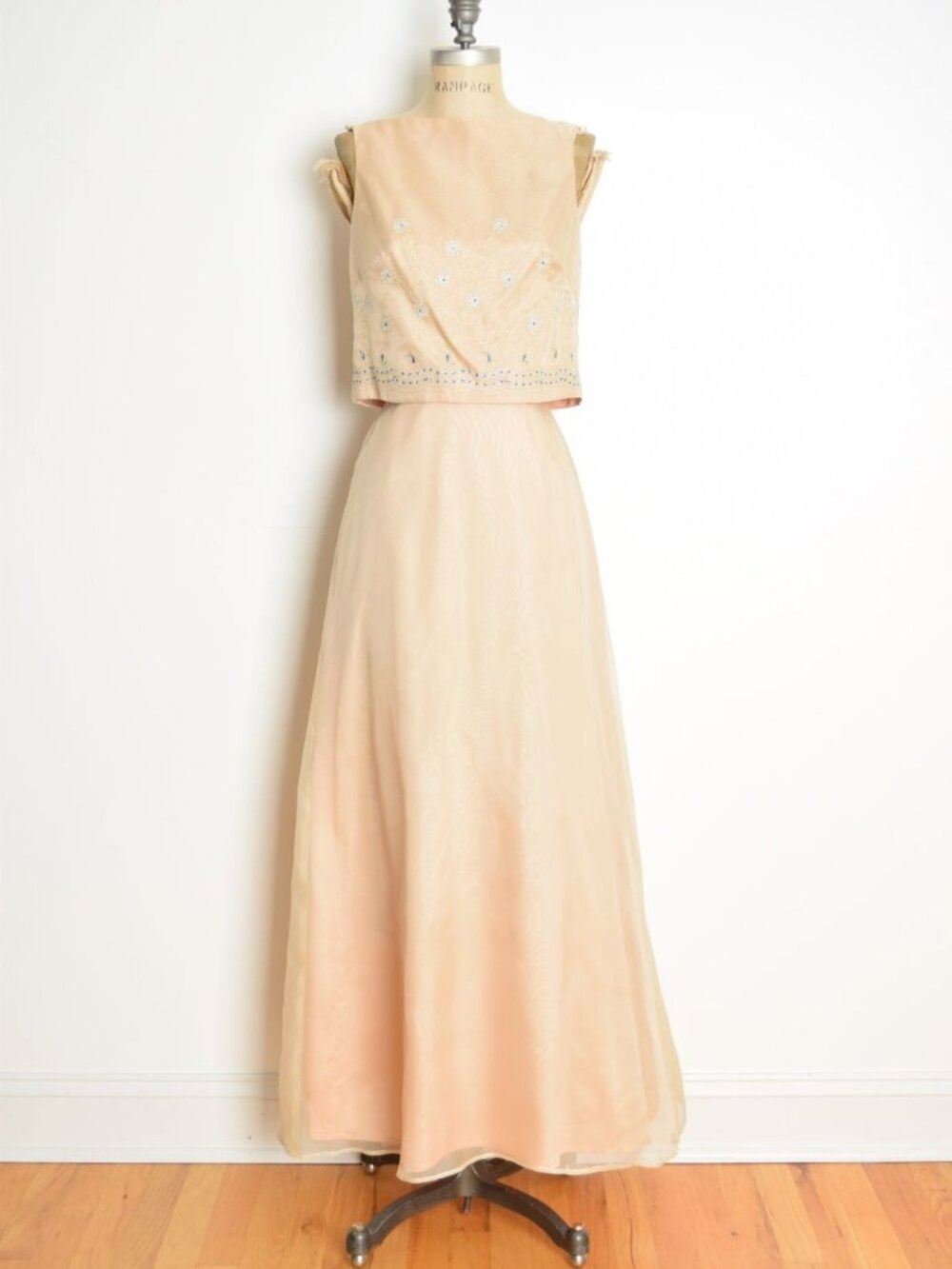 vintage 90s prom dress Laundry silk two piece formal top skirt set backless S